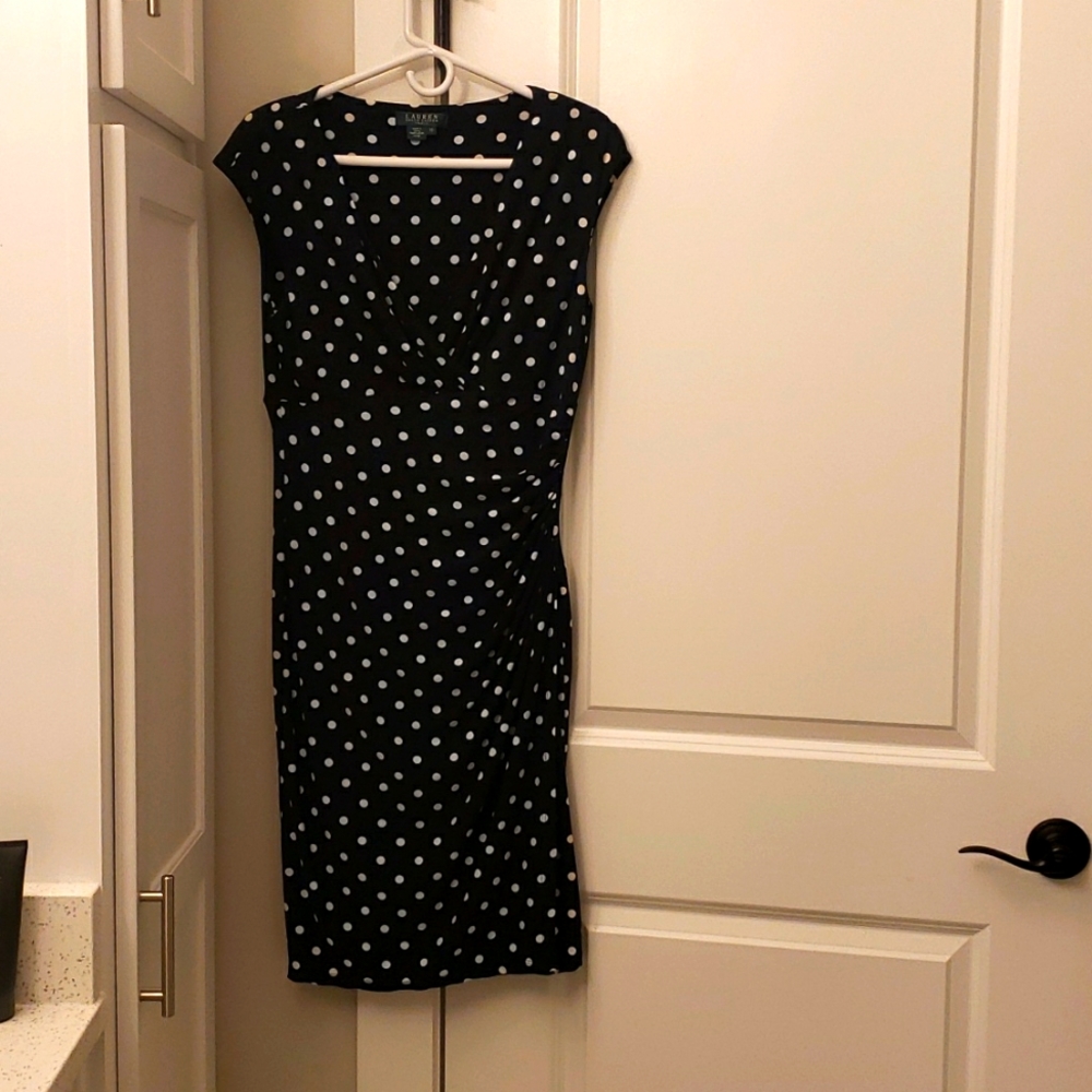 Lauren RL Navy polka dot dress size 10
